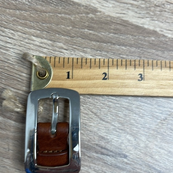 Vintage Garaglias Italian Belt Cognac Brown Genuine Leather Silver Tone Chain 30 - Picture 10 of 12